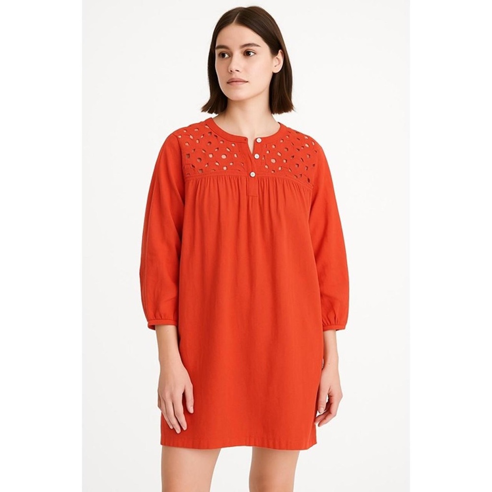 Madewell Red Eyelet Linen Dress XS